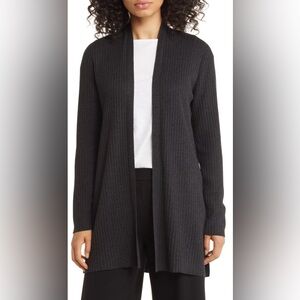 Eileen Fisher Charcoal Open-Front Cardigan